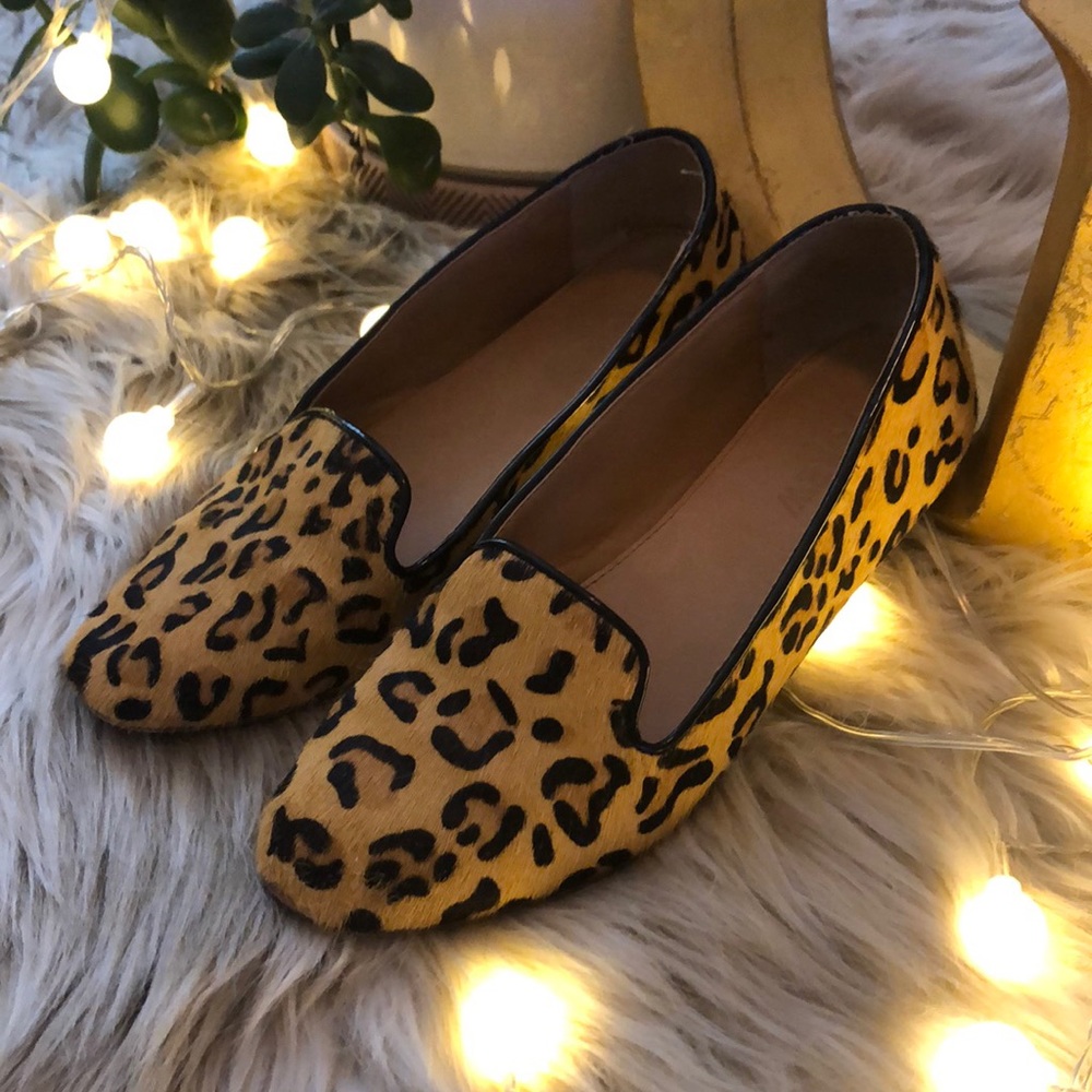Gorgeous J Crew size 7 loafer tobacco shoe cheetah print camel, brown black